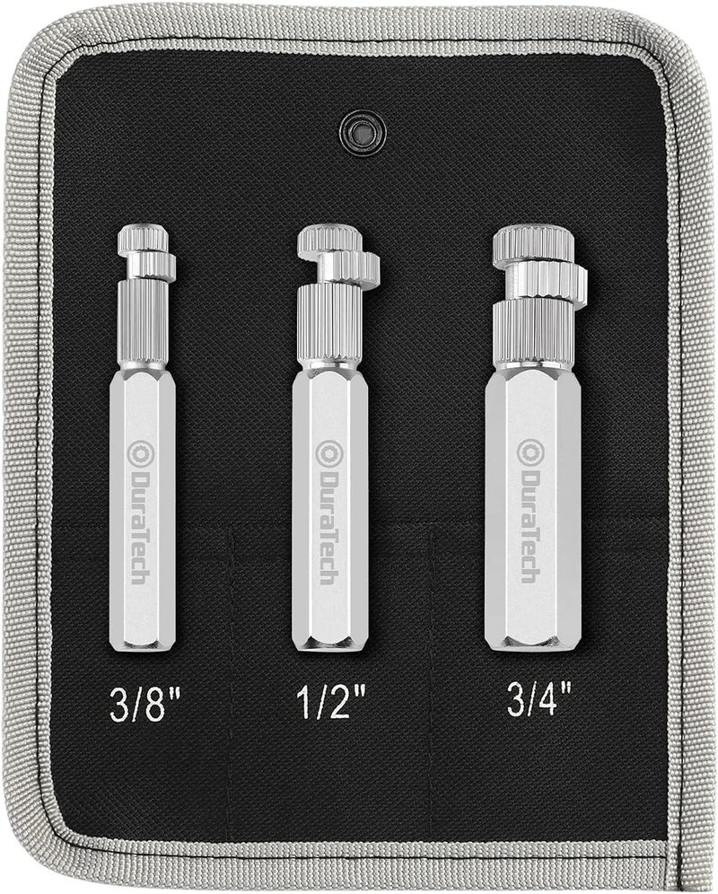 DURATECH Internal Pipe Wrench Set, Pipe Nipple Extractor Set, 3-Piece, 3/8",1/2" and 3/4" Pipe Capacities, Organizer Pouch Included - Image 1